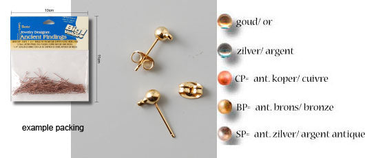 Darice • boucles d'oreilles puces 4mm 22 ensembles plaqué cuivre