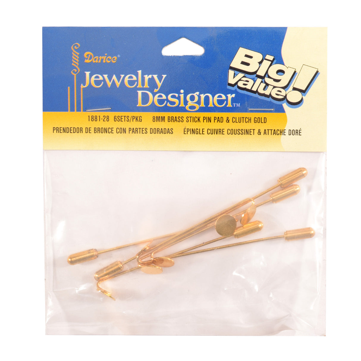 Darice • épinglette 8 mm or 6 pcs.