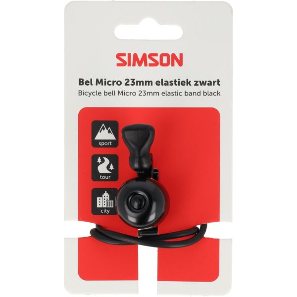Rema tip top nederland b.v. simson fietsbel micro 23mm rubber elastiek bevestiging zwart