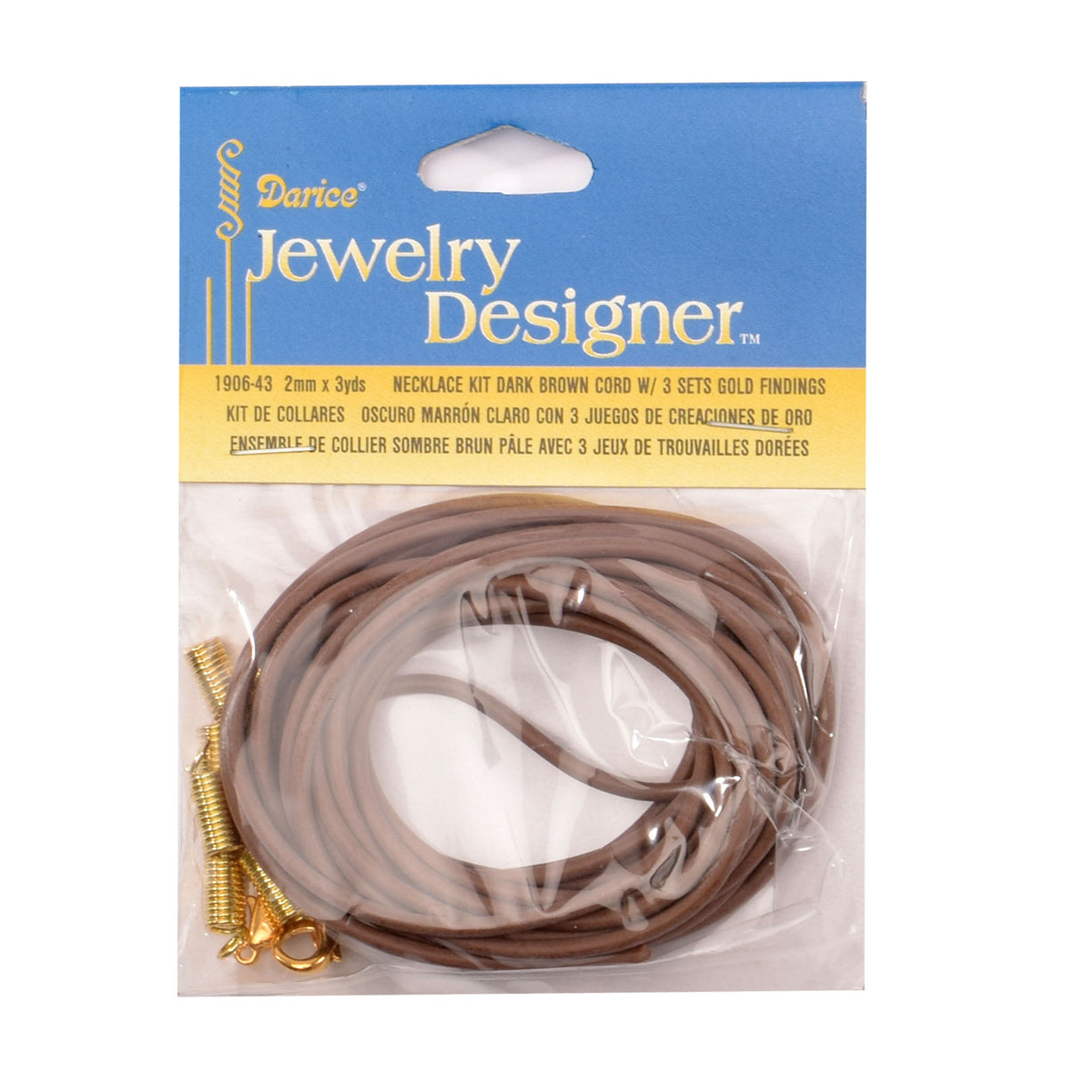 Darice • chaîne marron+fermoir 1mm 2,7m.