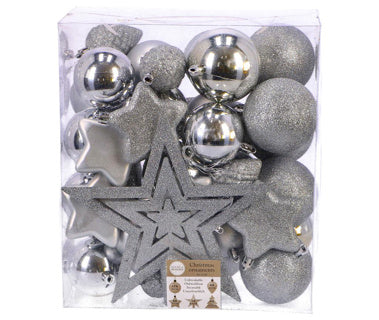 Décoration d'arbre Edelman incassable argent 40 pièces | 3 pièces