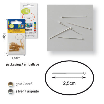 Vaessen creative • épingle à tête 25mm 70pcs argent