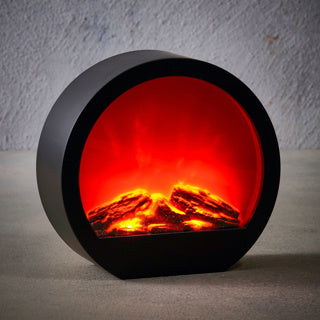 Cheminée LED noir blanc chaud bo et minuterie l24,5xl9xh23cm