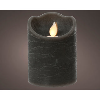 Kaemingk bougie ondulante led cire fixe intérieur gris h.10cm d.7.5cm
