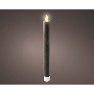 Bougie de dîner ondulante LED en cire fixe à l'intérieur gris h.24,5cm d.2,1cm