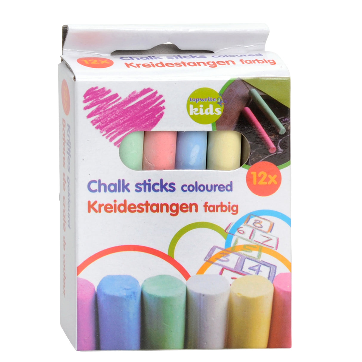 Craie d'école colorée, 12 pcs