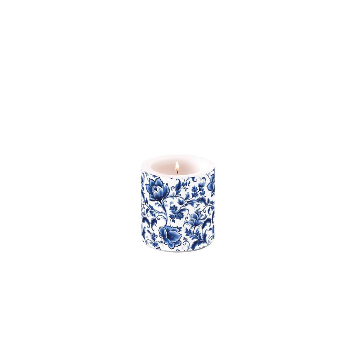 Bougie d'ambiance petites fleurs bleues de Delft