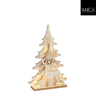 Décoration arbre marron led à piles fsc 100% - l21xl6xh32,5cm