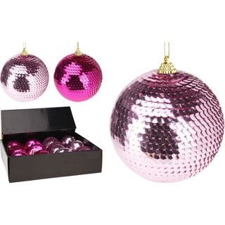 Boule de Noël paillettes 95mm 2ass | 12 pièces