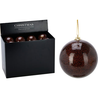 Boule de Noël 80mm marron pailleté