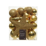Decoris Boules de Noël en verre mat pailleté 33 pièces doré