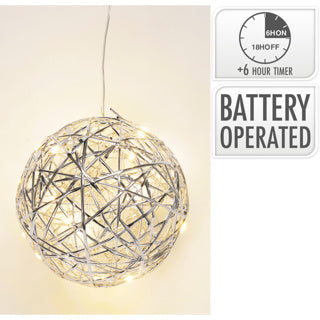 Pas de boule de feu 15cm avec LED argent | 6 pièces