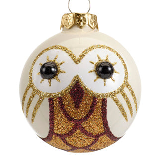 Boule de Noël en verre hibou 3col assdia6cm