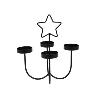 Photophore 4 bras avec étoile métal noir
