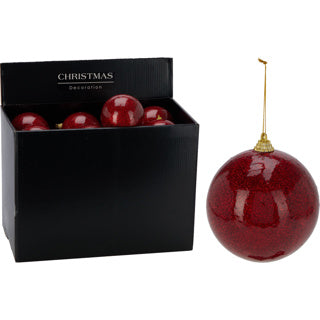 Boule de Noël 100mm rouge pailleté | 24 pièces