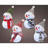 Tissu bonhomme de neige LED stable bo à l'intérieur 4ass dia6cm x h.16cm | 24 pièces