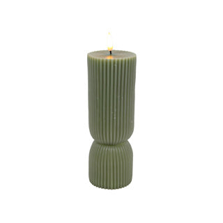 No brand bougie led nervurée vert tendre d7x20cm 2xaa excl.