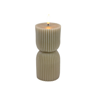No brand bougie led nervurée gris d7x15cm 2xaa excl.