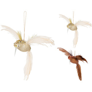 Déco à suspendre oiseau 22cm 2ass couleur