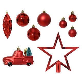 Decoris décoration de sapin de Noël 67 pièces rouge