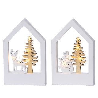Micro led décor triplex stable intérieur 2ass fsc 100%l.2cm x l.12cm x h.19cm | 2 pièces