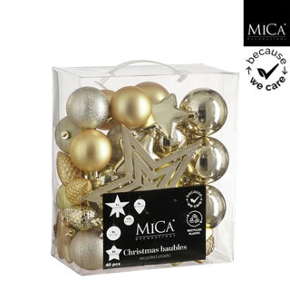 Décoration de sapin Edelman champagne incassable 40 pièces - d8cm