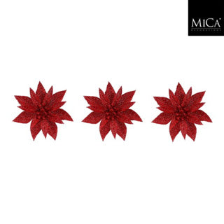 Edelman clip poinsettia rouge 3 pièces - h3xd10cm | 4 pièces