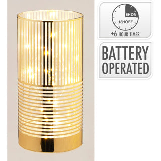 Verre cylindrique avec LED 15cm doré