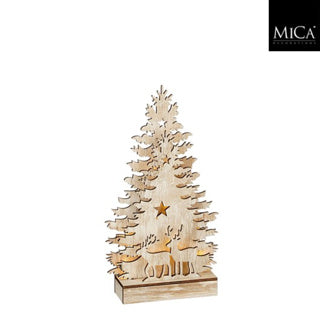 Décoration arbre marron led à piles fsc 100% - l18xw6xh32.5cm