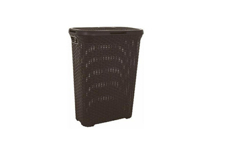Panier à linge style Curver avec couvercle - 40l - plastique - marron