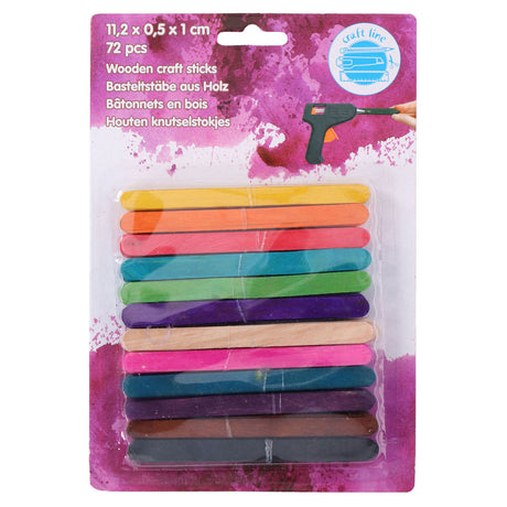 Bâtons de bricolage en bois, 72 pcs.