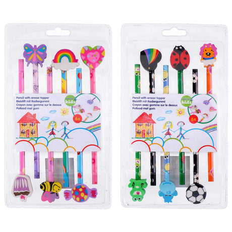 Crayons avec gomme, 6 pcs.