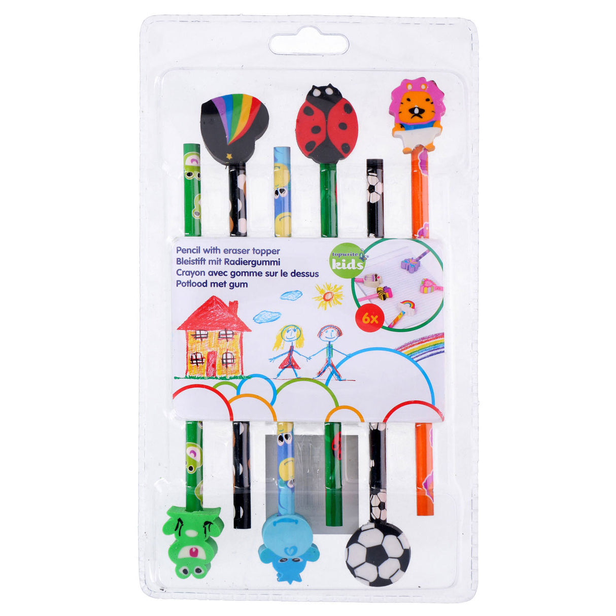 Crayons avec gomme, 6 pcs.
