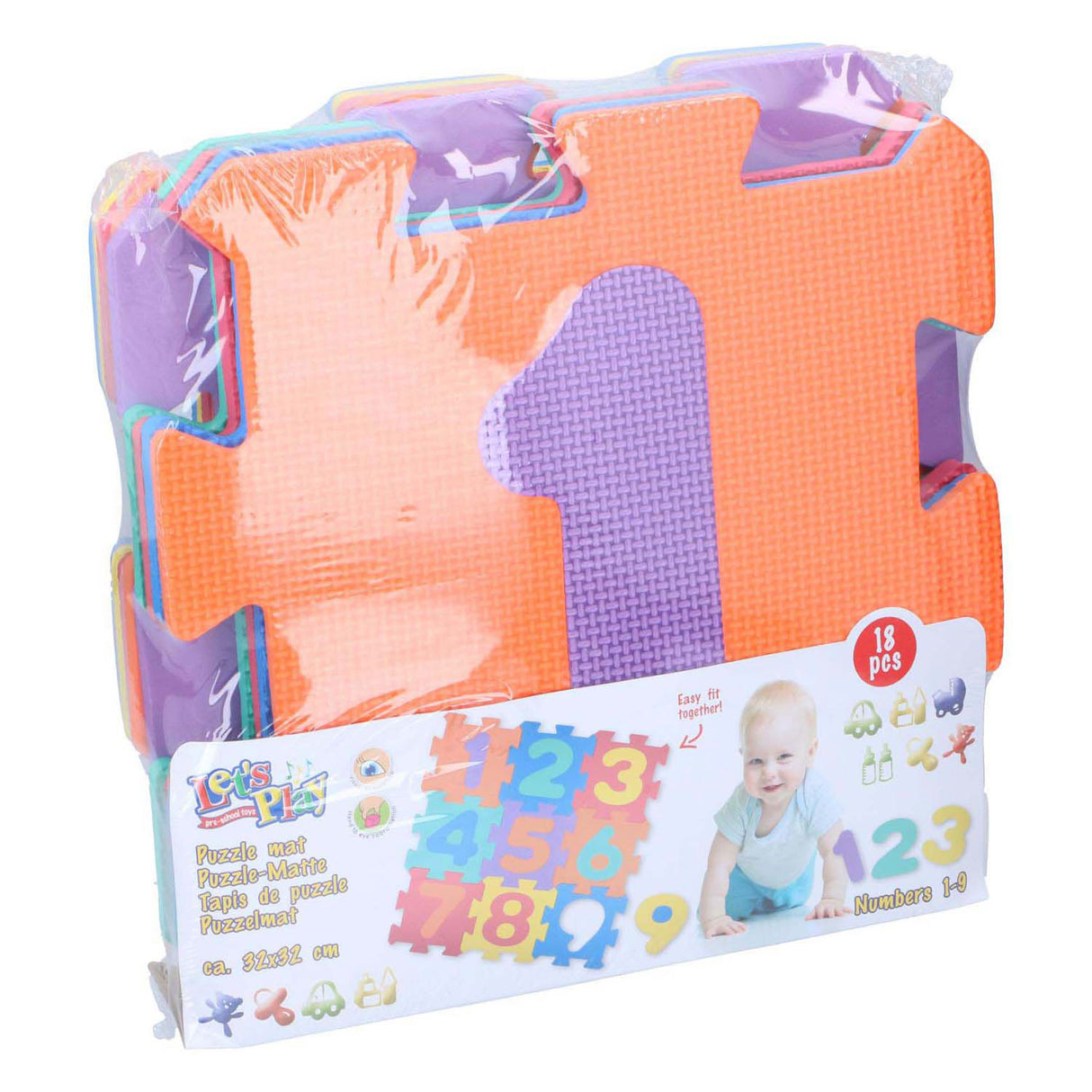 Jouons au tapis de jeu figurines en mousse, 9 pcs.
