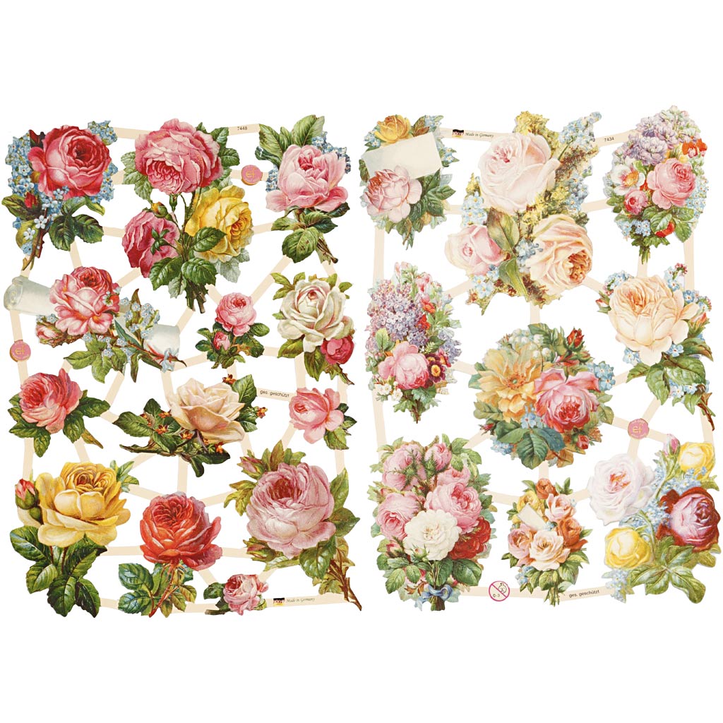 Creativ Company Vintage Pictures Roses, 2 feuilles