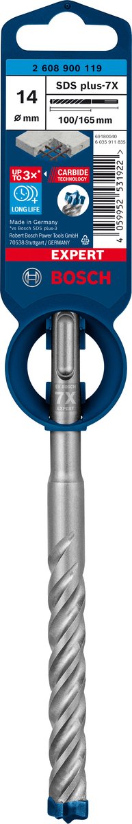 Bosch expert sds plus-7x marteau perforateur 14 x 100 x 165 mm