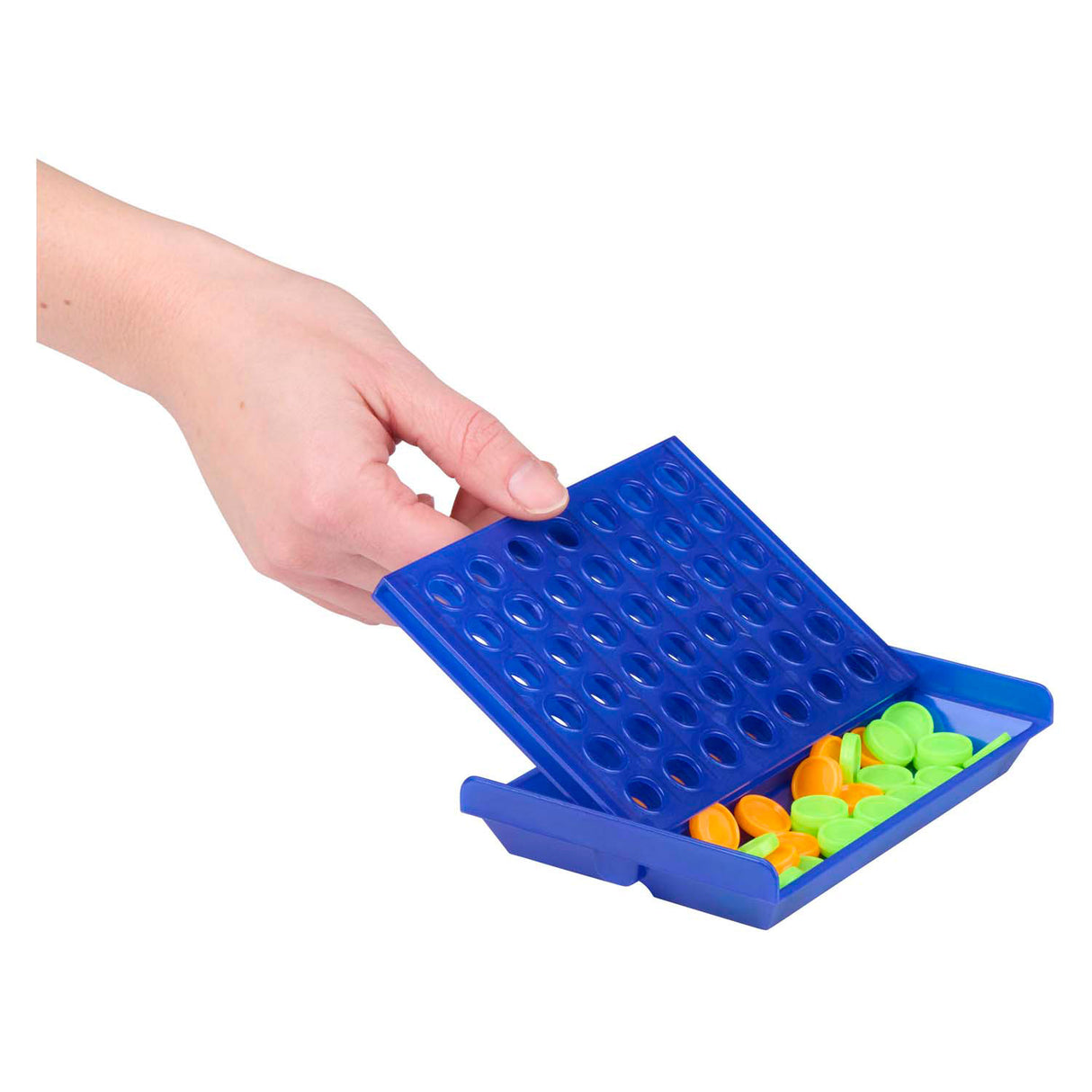 Eddy toys connect 4 reisspel - compact 4 op een rij spel voor onderweg - strategisch denkspel voor kinderen en volwassenen - inklapbaar speelbord - kunststof - blauw