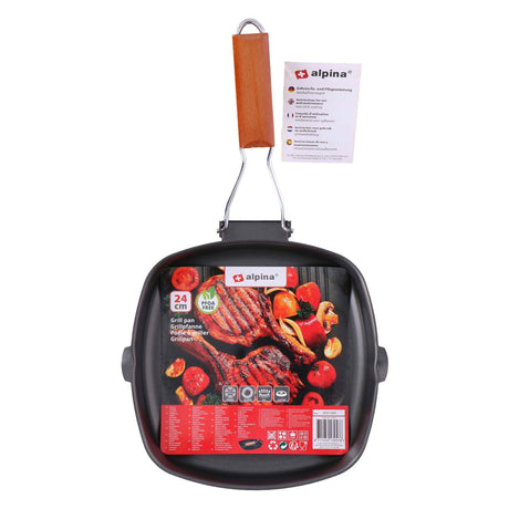 Poêle à griller pliable Alpina, 24x24 cm