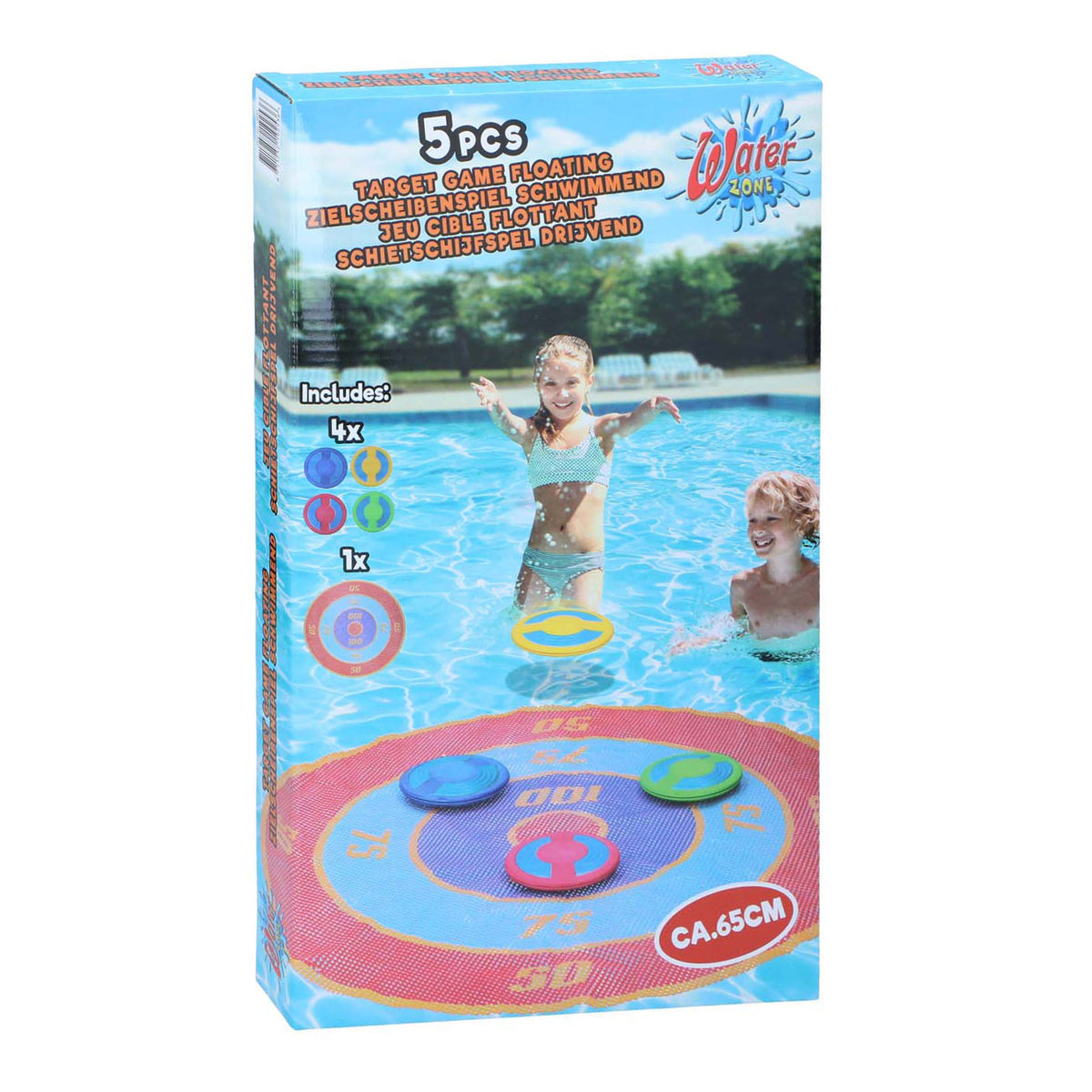 Eddy Toys jeu de lancer 5 pièces - jouets de piscine pour enfants - jeu de cible flottante avec disques - jeu pour l'eau et le jardin - diamètre 65 cm - multicolore