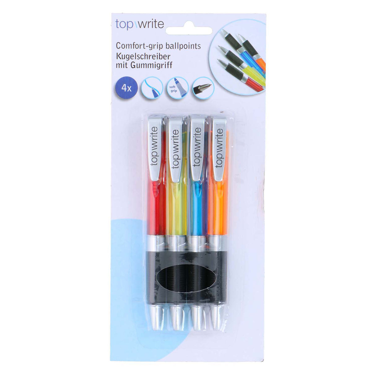Stylos à bille avec grip, 4 pcs.