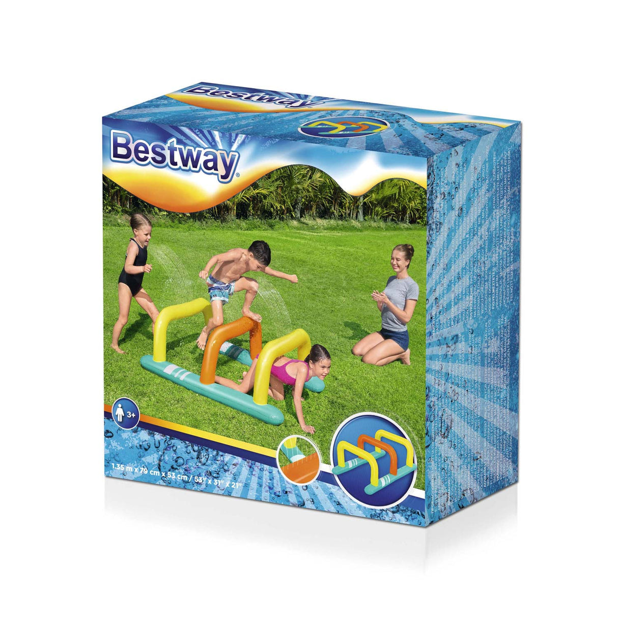 Carrera de obstáculos inflables de Bestway con rociador de agua