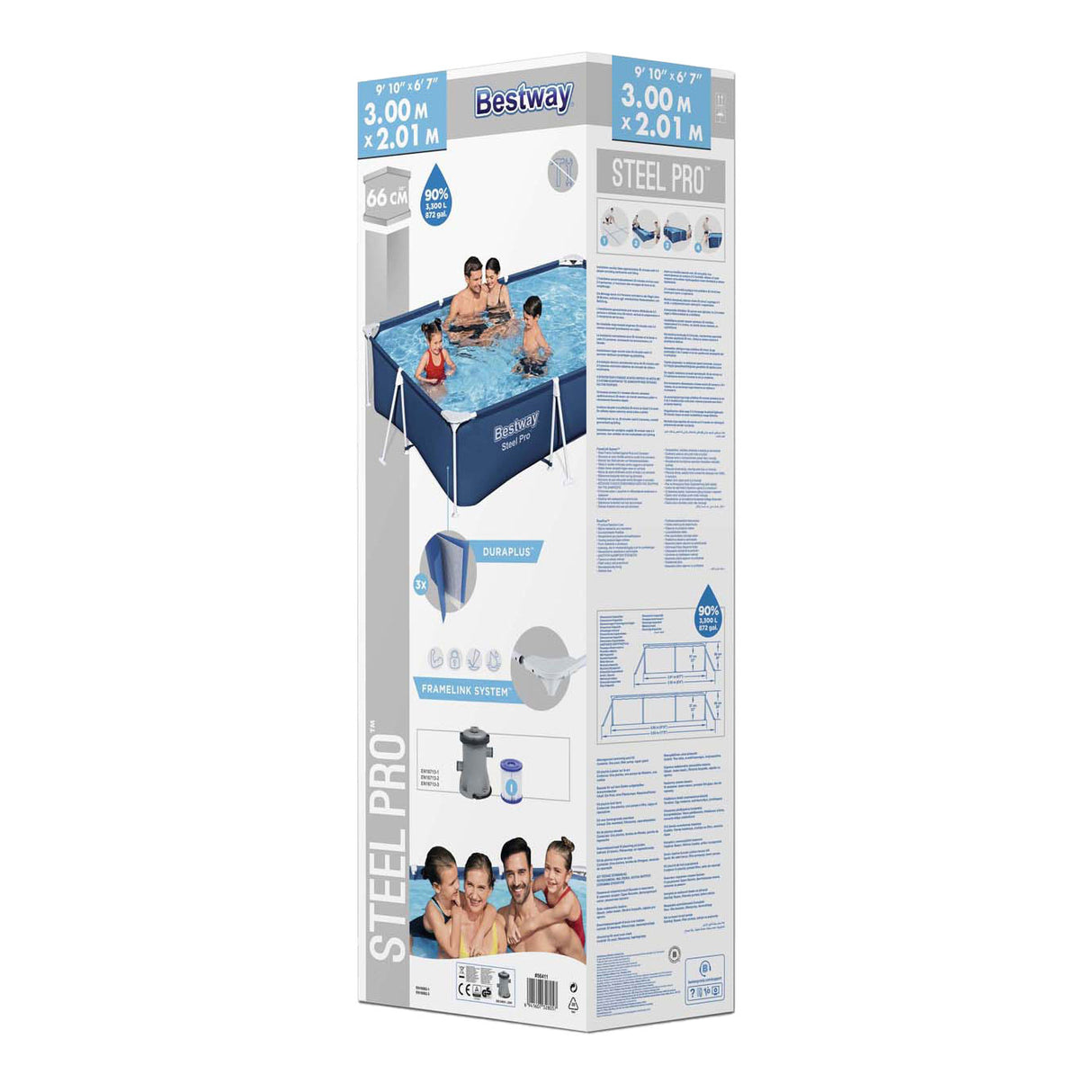 Bestway piscine acier pro set rectangle, 300cm