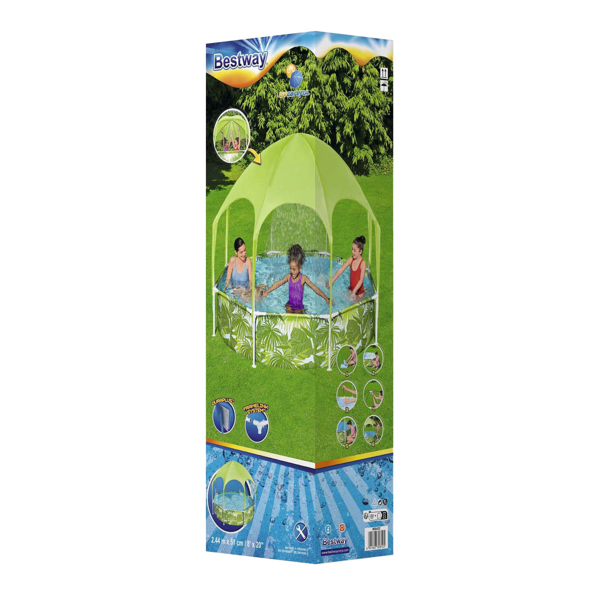 Bestway ma première piscine à cadre ombragée avec parasol UV, 244 cm