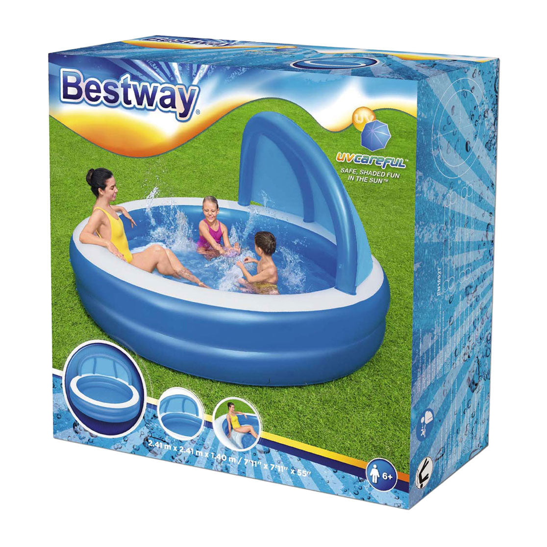 Bestway Family Pool autour des jours d'été avec auvent UV, 241 cm