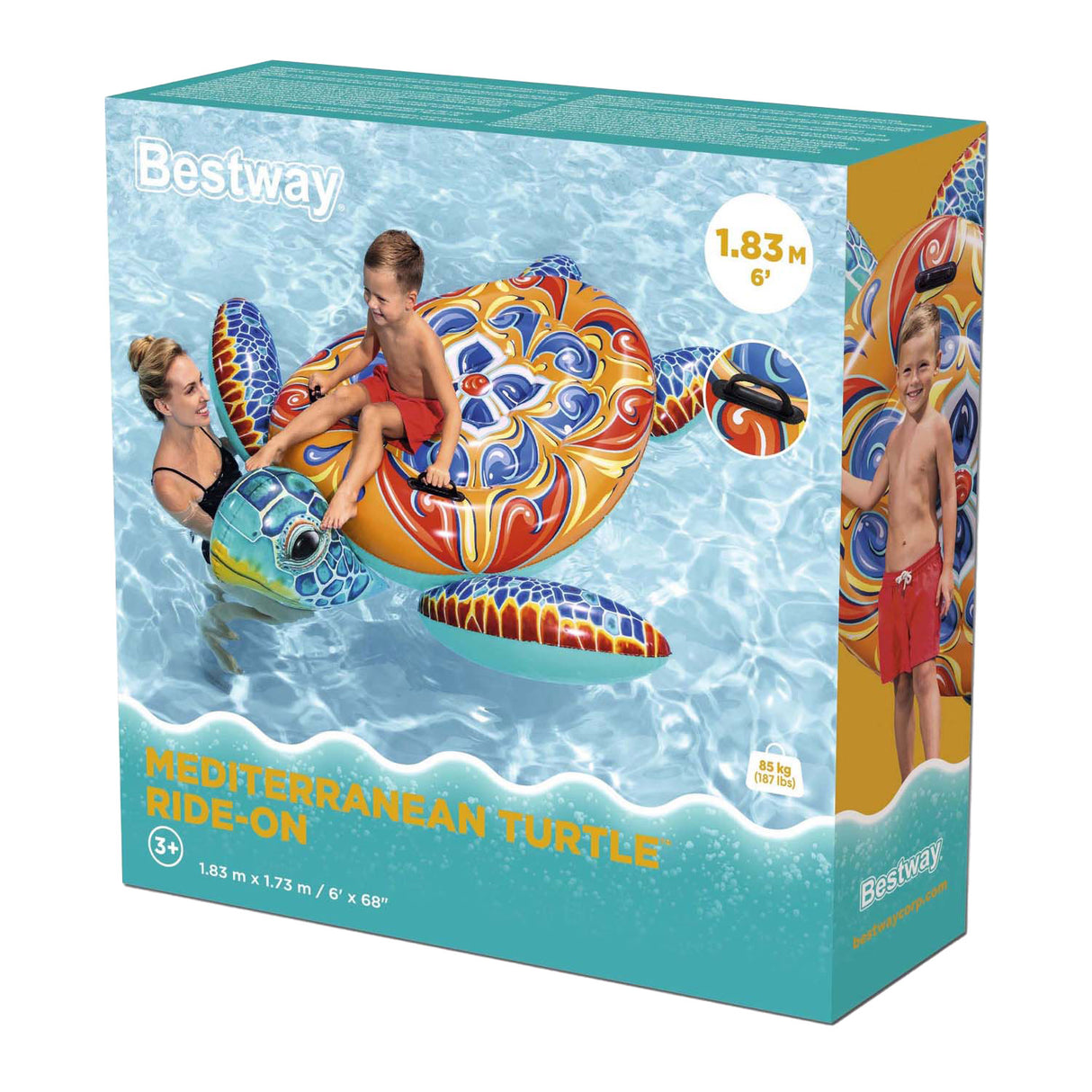Tortue gonflable méditerranéenne Bestway rider, 186 cm