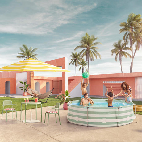 Essences | piscine hors sol vert blanc ronde 305x76 cm