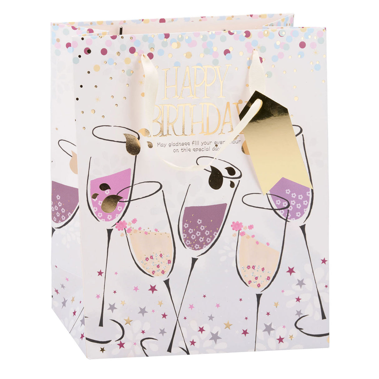 Sac cadeau d'anniversaire Edco - env. 32x26x12 cm - sac cadeau joyeux anniversaire - sac cadeau d'anniversaire avec poignées - emballage cadeau pour cadeaux d'anniversaire - design assorti - 1 sac aléatoire