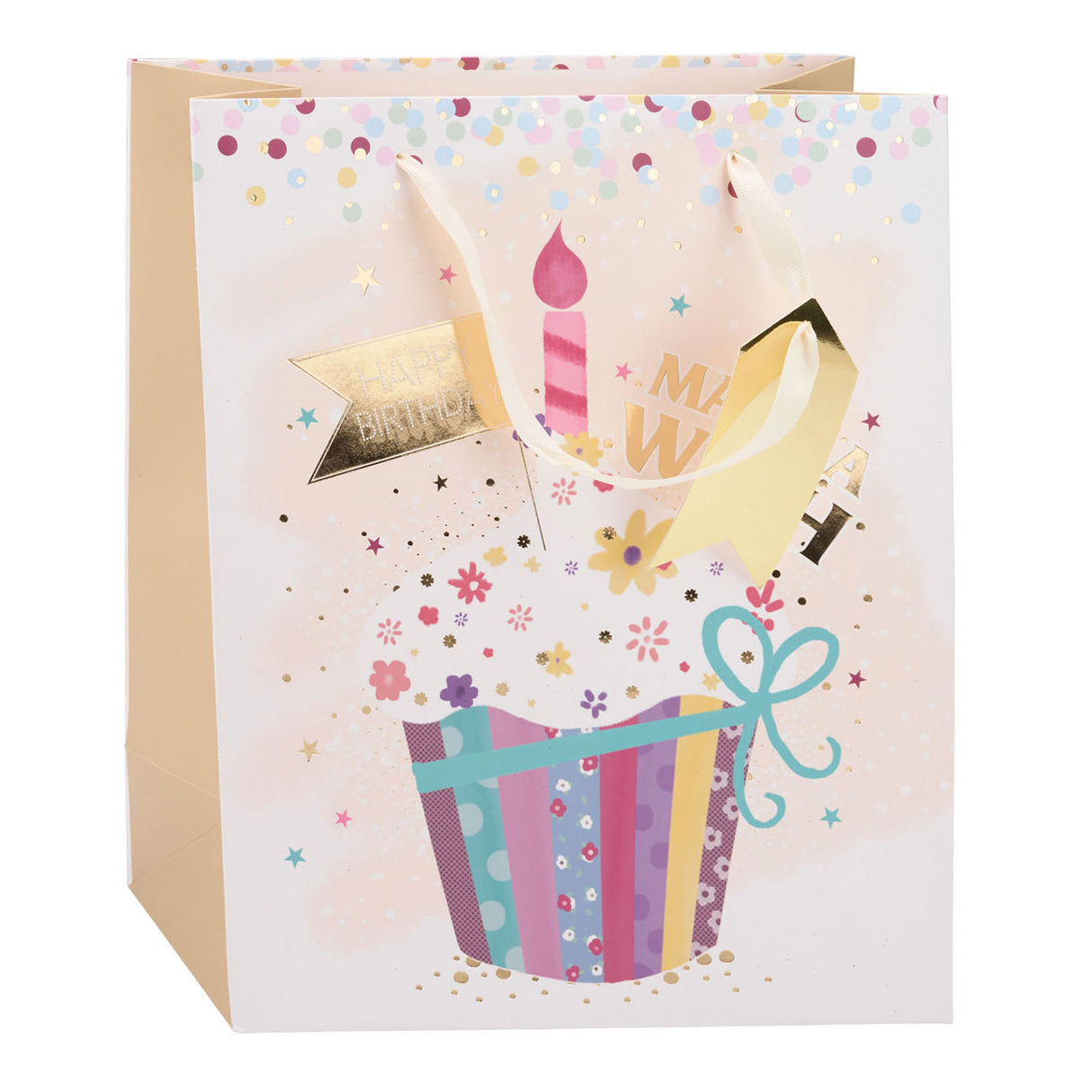 Sac cadeau d'anniversaire Edco - env. 32x26x12 cm - sac cadeau joyeux anniversaire - sac cadeau d'anniversaire avec poignées - emballage cadeau pour cadeaux d'anniversaire - design assorti - 1 sac aléatoire