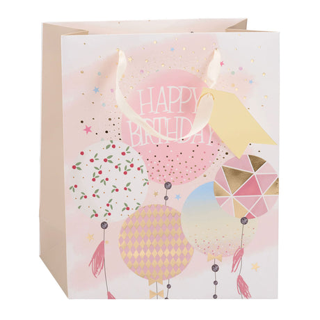 Sac cadeau d'anniversaire Edco - env. 32x26x12 cm - sac cadeau joyeux anniversaire - sac cadeau d'anniversaire avec poignées - emballage cadeau pour cadeaux d'anniversaire - design assorti - 1 sac aléatoire