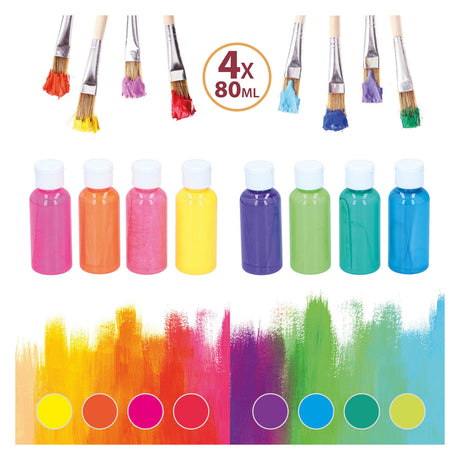 Peinture acrylique néon, 4 pcs.